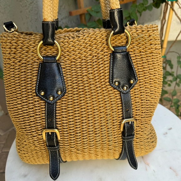 SOLD Prada Leather Trimmed Woven Rope Tote - Picture 4 of 15